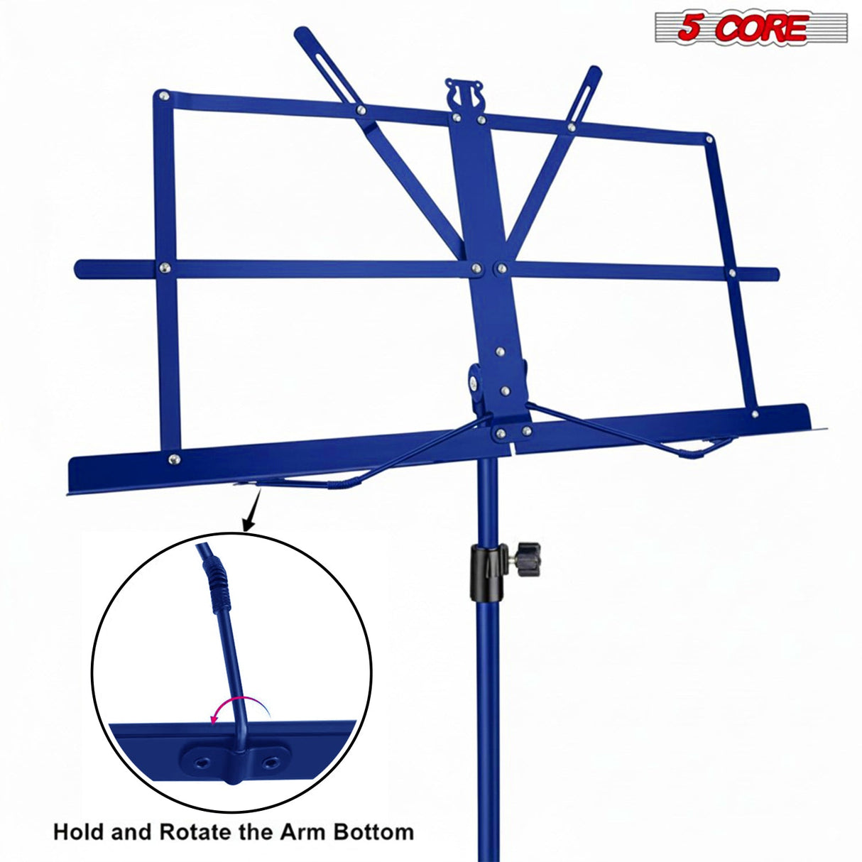 5 Core Music Stand Adjustable Desktop Book Stands Portable Sheet Holder All Metal Foldable Bookstand