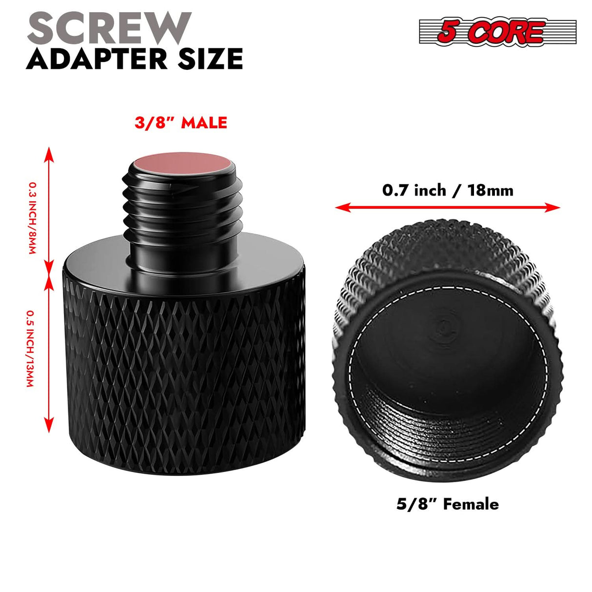 5 Core Mic Stand Adapter 12 Pieces 5/8 Female to 3/8 Male Screw Thread Conversion Connector