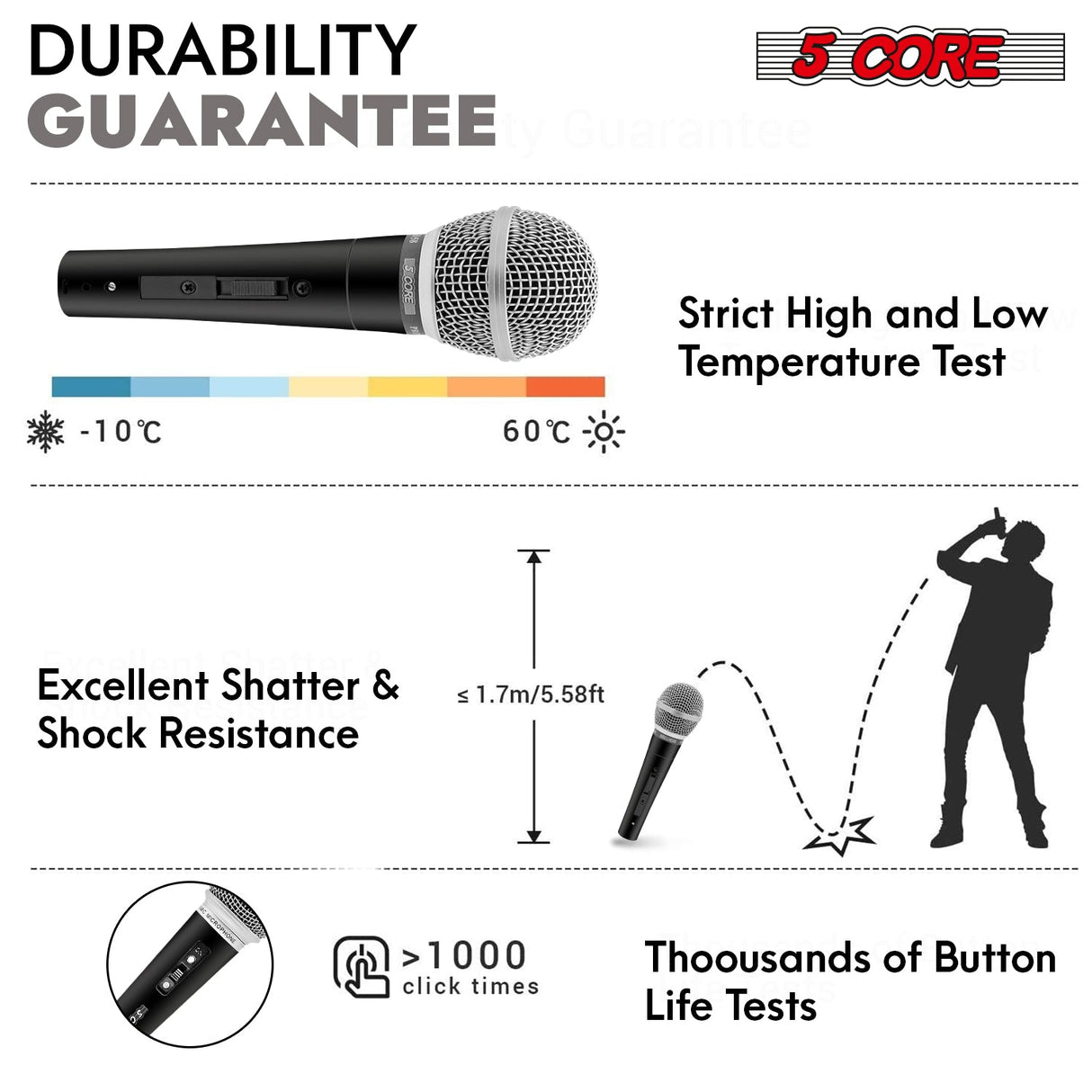 5Core XLR Microphone Dynamic Mic Karaoke Singing Studio Microfono Handheld Mics