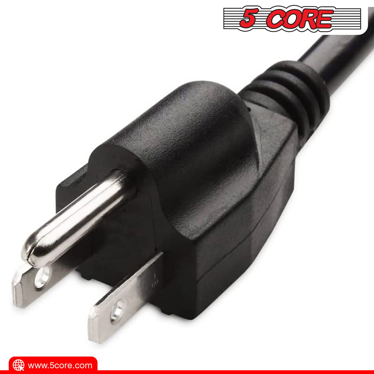 5Core AC Power Extension Cord 10Ft 3 Prong Adapter 16AWG/2C 125V 13A US Male to Female