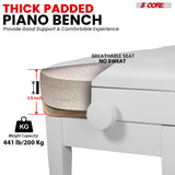 5 Core Duet Piano Bench 3.5 Inch Padded Cushioned Stool Wooden Heavy Duty Musician Chair w Storage