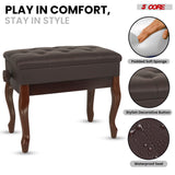 5 Core Piano Bench 3" Padded Cushioned Stool Wooden Heavy Duty Adjustable Musician Chair w Storage