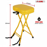 5 Core Guitar Stool 3.15" Padded Chair Foldable Music Seat w Built in Foot Rest Guitar Stand