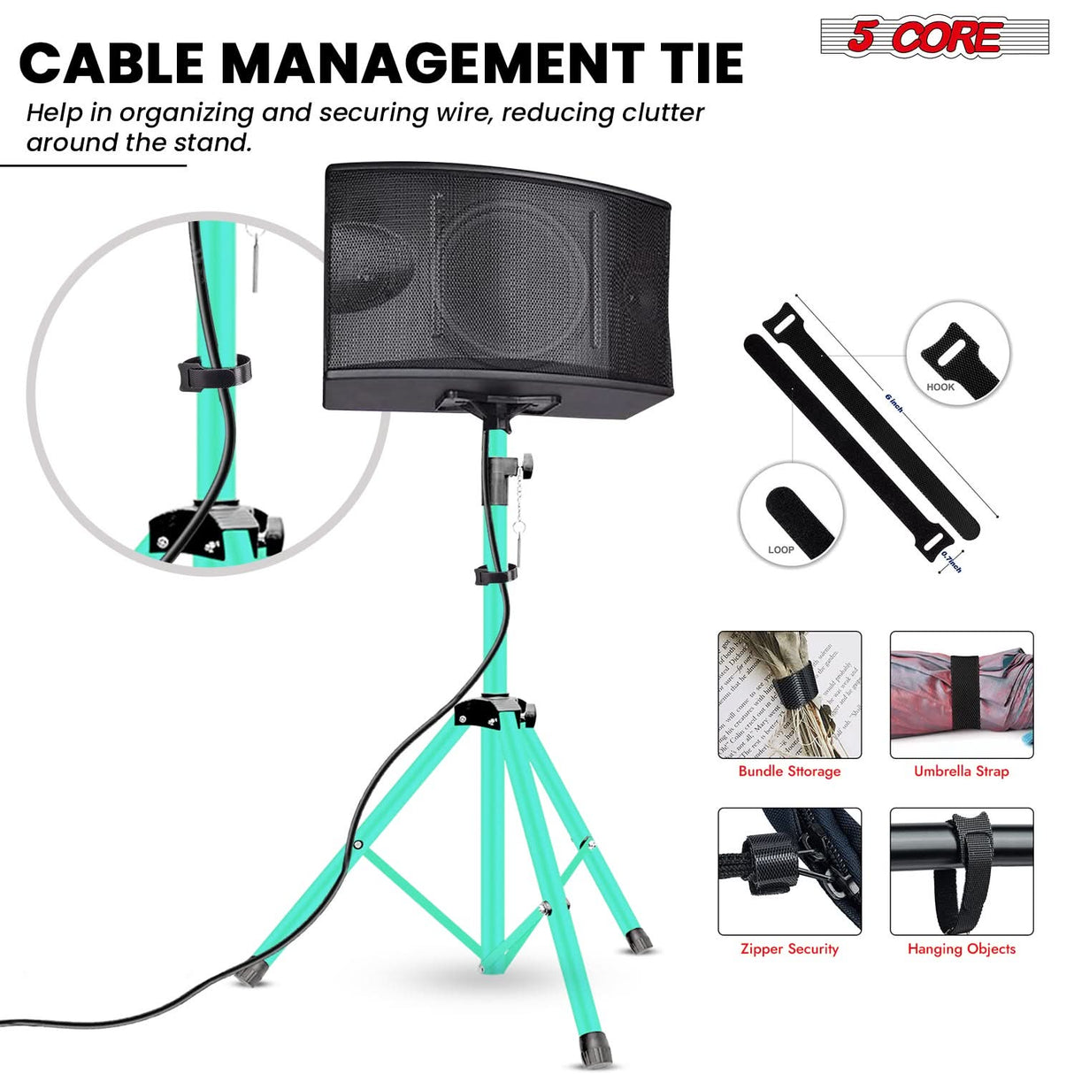 5 Core Speaker Stand Pair Adjustable 31 to 54" PA DJ Tripod Stands Heavy Duty w 35mm Insert 132 Lbs