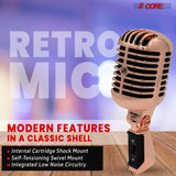 5 Core Retro Dynamic Vocal Iconic Microphone Vintage Style Classic Cardioid Unidirectional Mic