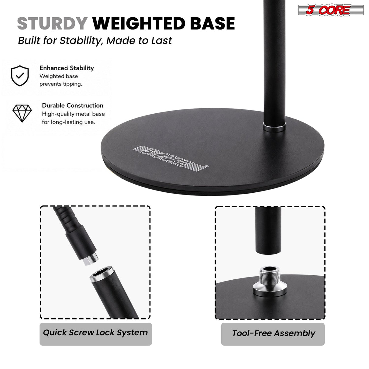 5Core Cell Phone Stand for Desk Adjustable Scissor Boom Arm Stands Tablet Cellphone