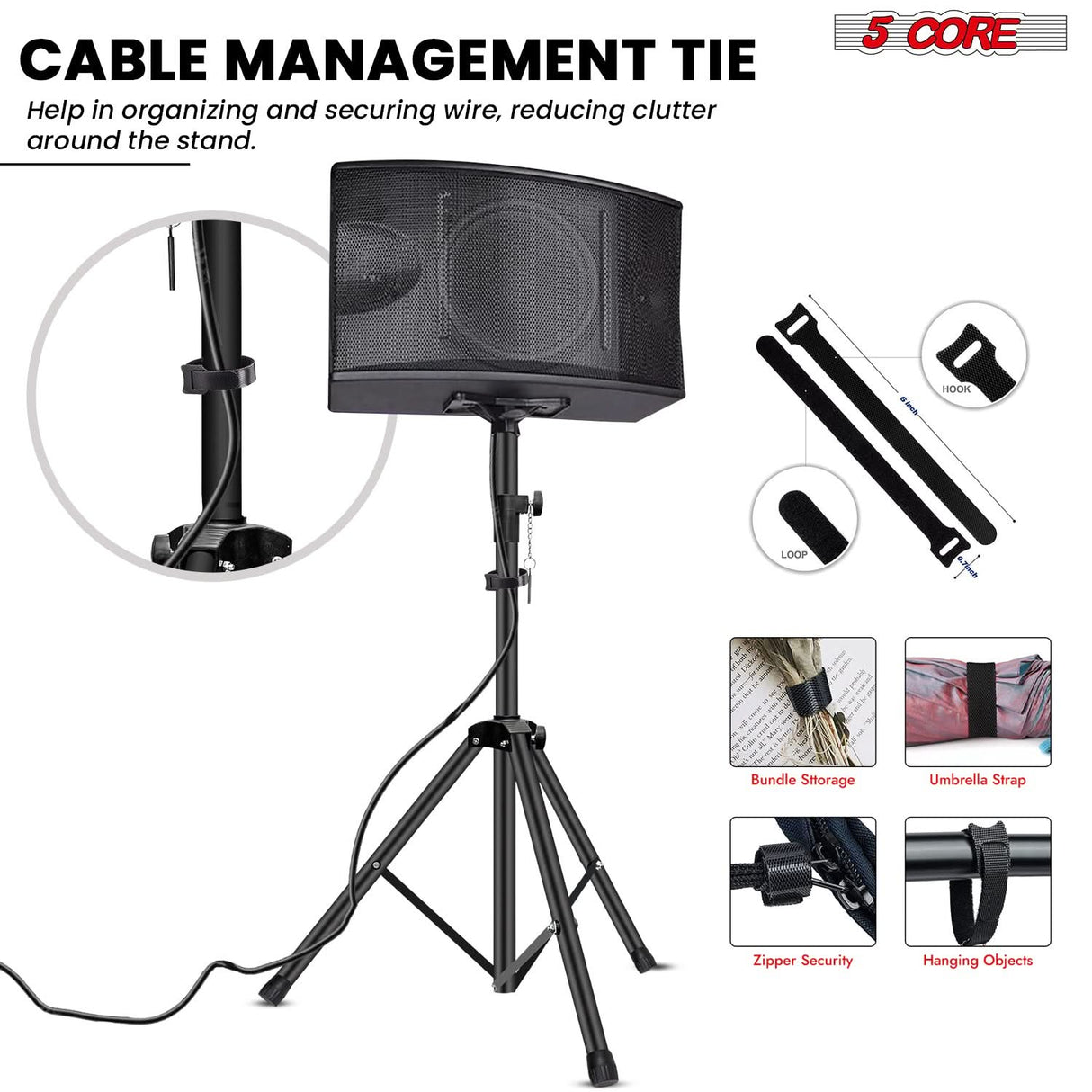 5 Core Speaker Stand Height Adjustable PA DJ Tripod Studio Monitor Stands w 35mm Compatible Insert