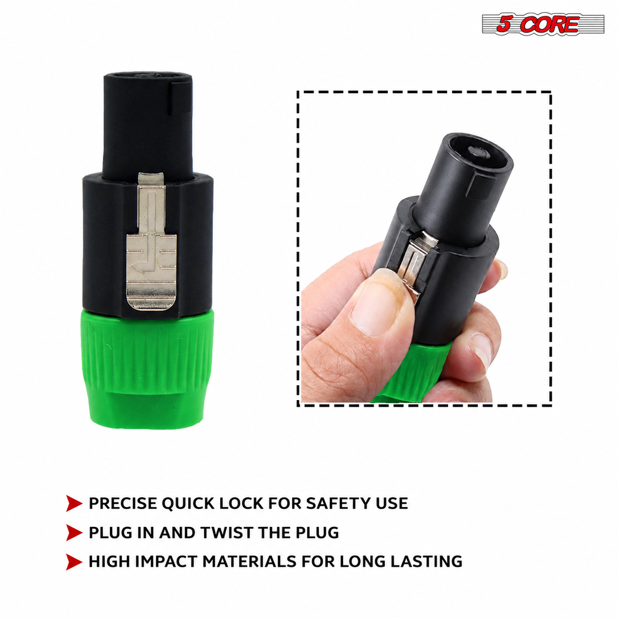 5Core Speakon Adapter High Quality Audio Jack Male Audio Pin Speaker Adapter Connector