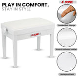 5 Core Adjustable Piano Bench Thick 3.25" Solid Wood Keyboard Stool Heavy Duty Musician Chair