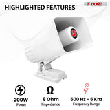 5 Core 6 Inch PA Horn 200W Loud Speaker Pair Bull Horn Loud Audio 8Ohm All Weather Indoor Outdoor