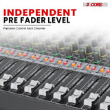 5 Core Audio Mixer 8 Channel DJ Soundboard USB Interface Bluetooth Mixing Console w 99 DSP Effect