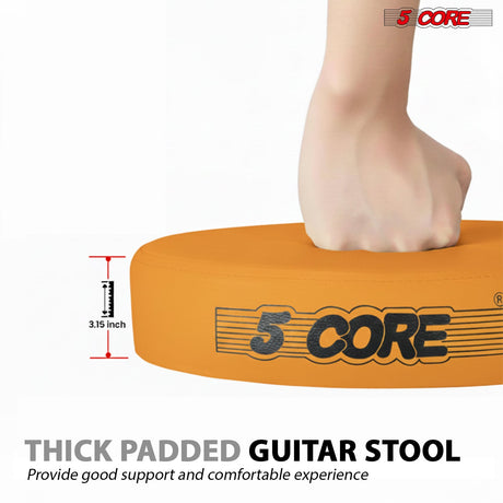 5Core Guitar Stool 3.15" Padded Chair Foldable Heavy Duty Music Seat Built in Foot Rest Guitar Stand