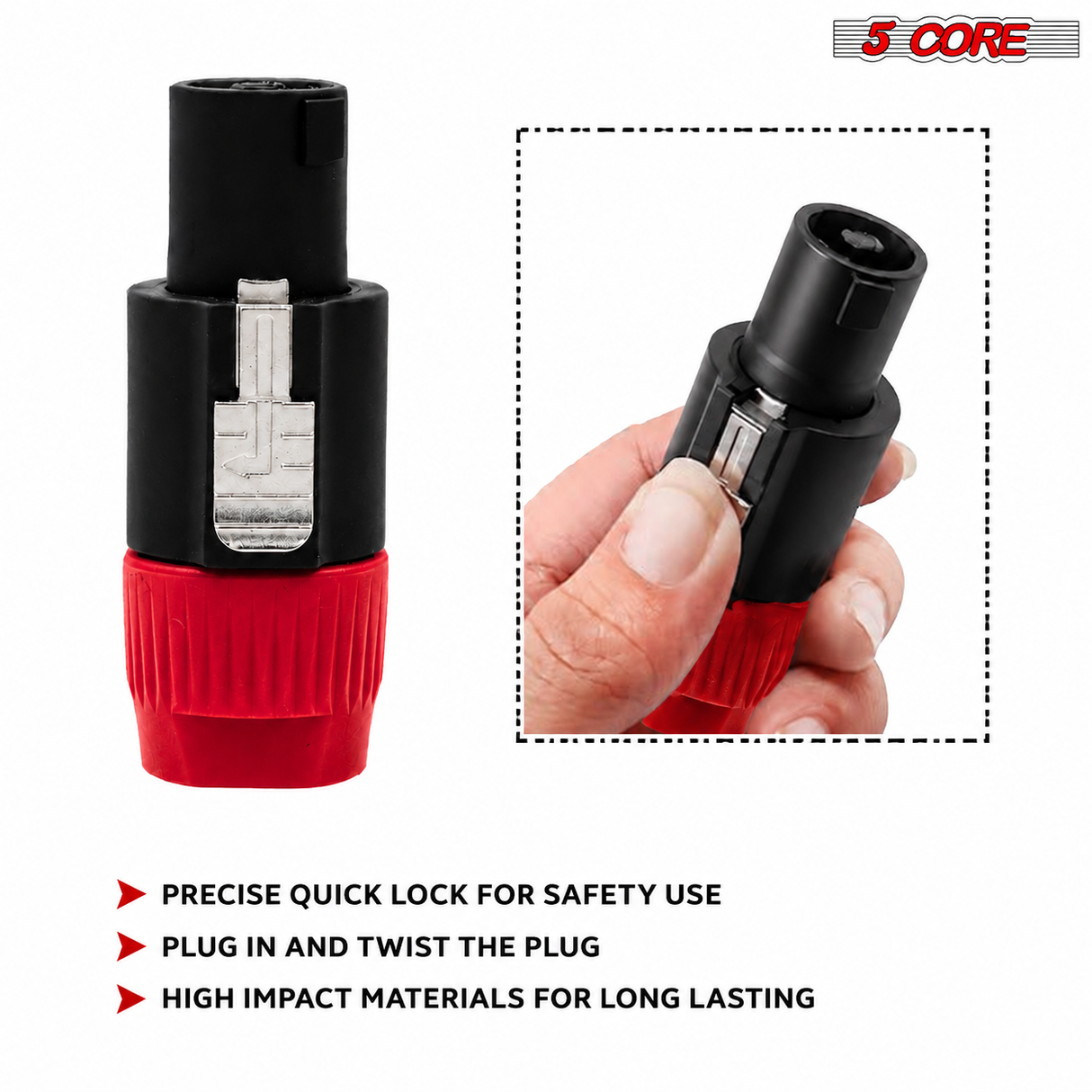 5Core Speakon Adapter High Quality Audio Jack Male Audio Pin Speaker Adapter Connector