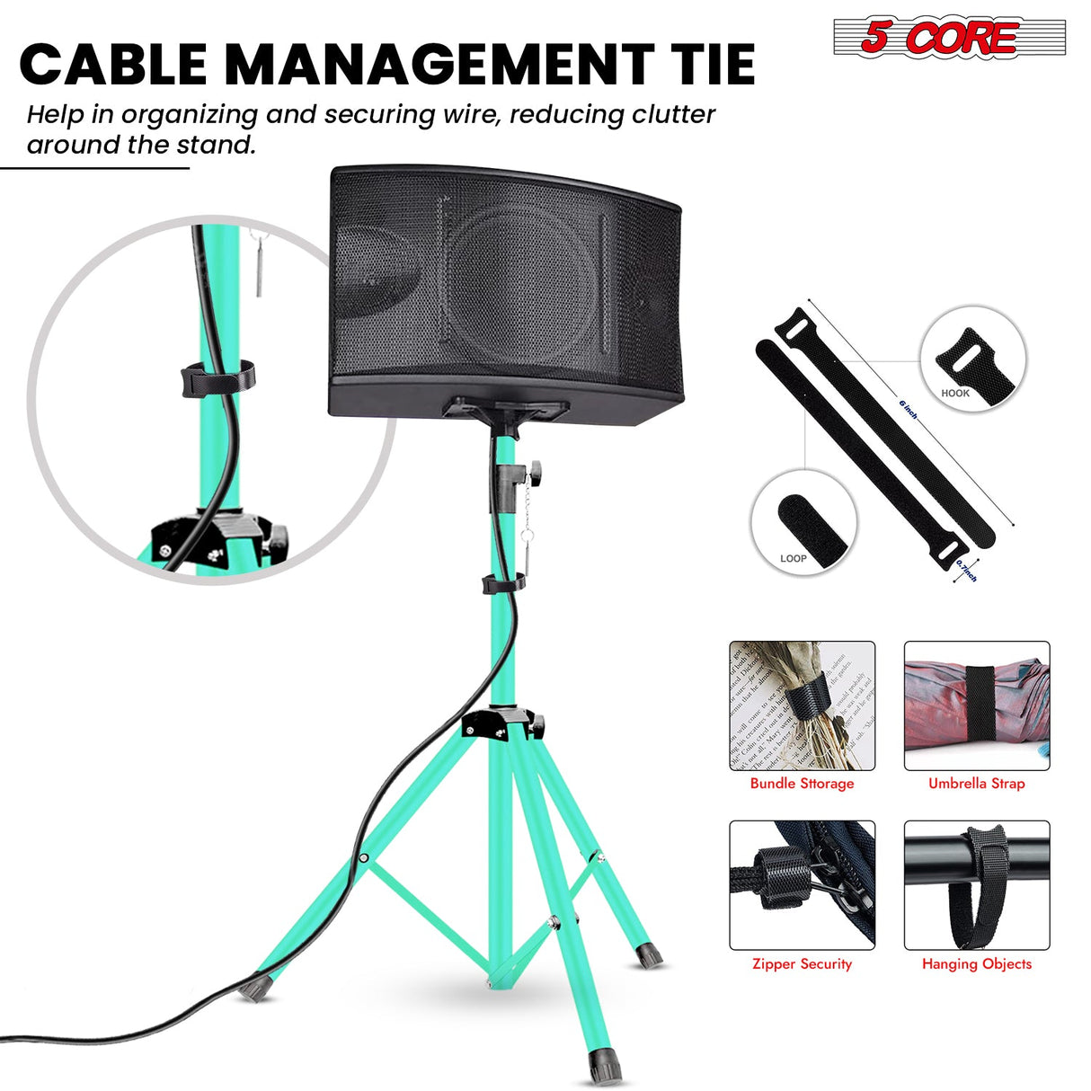 5 Core Speaker Stand Adjustable 31 to 54" PA DJ Tripod Stands Heavy Duty w 35mm Insert 132 Lbs