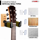 5Core Guitar Wall Mount Hanger Adjustable Display Wall Hook Holder Hard Wood Base