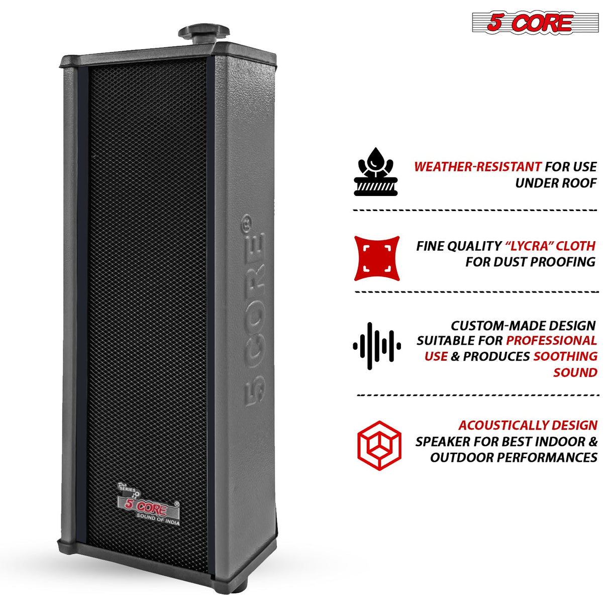 5Core Outdoor Speakers Stereo In Wall 100W Peak Passive Home Audio System 2 Pieces