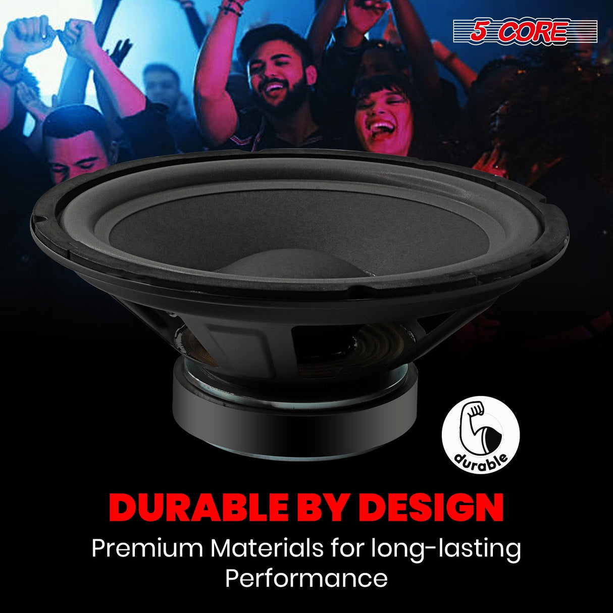 5 Core 10" Subwoofer 2Pc 600W PA DJ Sub Woofer Speaker 8Ohm Deep Bass Audio Replacement Loud Speaker