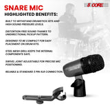 5Core Snare Mic XLR Cardioid Tom Drum Kick Instrument Microphone BLACK
