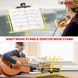 5 Core Music Stand Adjustable Desktop Book Stands Portable Sheet Holder All Metal Foldable Bookstand