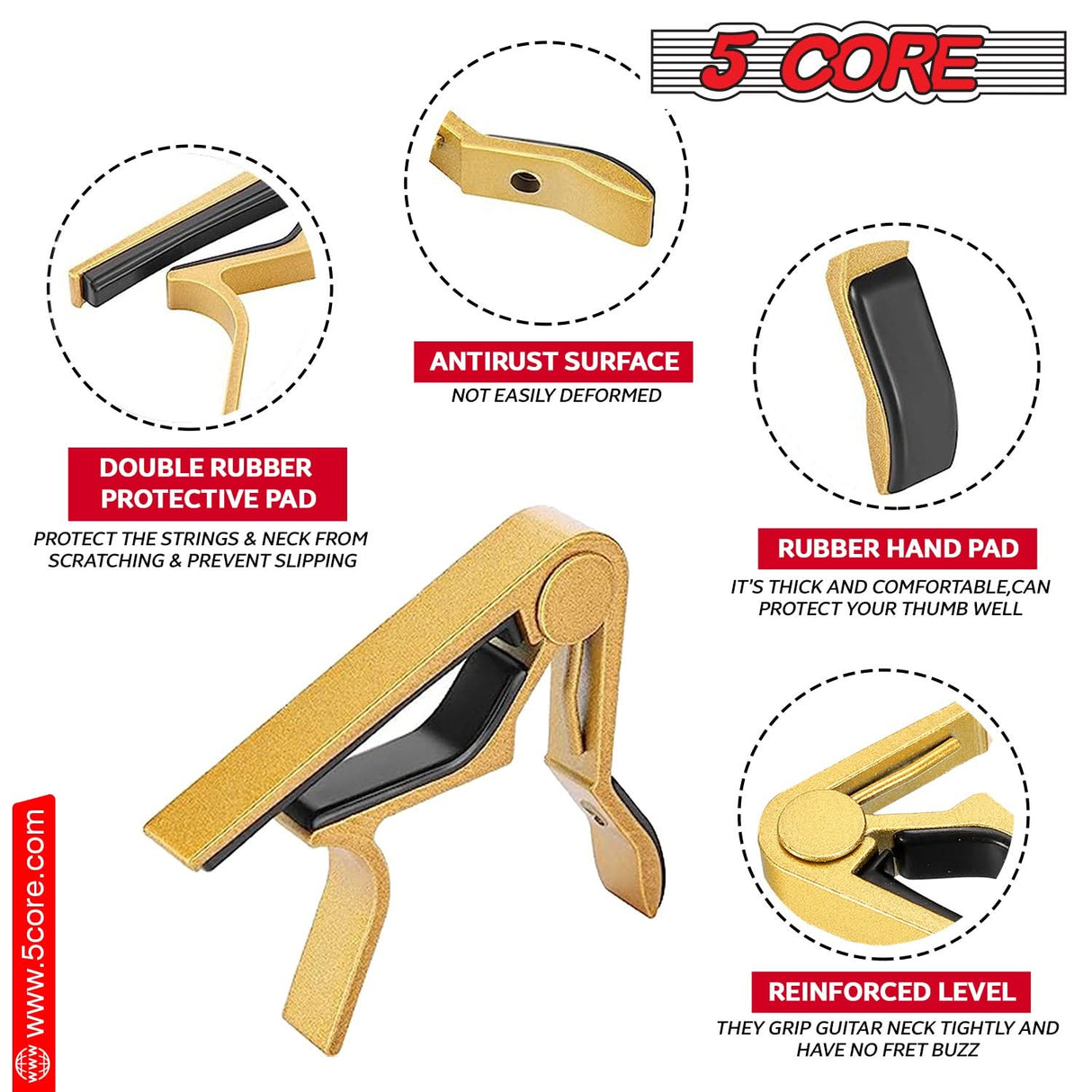 5Core Capo Acoustic Electric Guitar 6 String Kapo Clip For Banjo Mandolin Ukulele