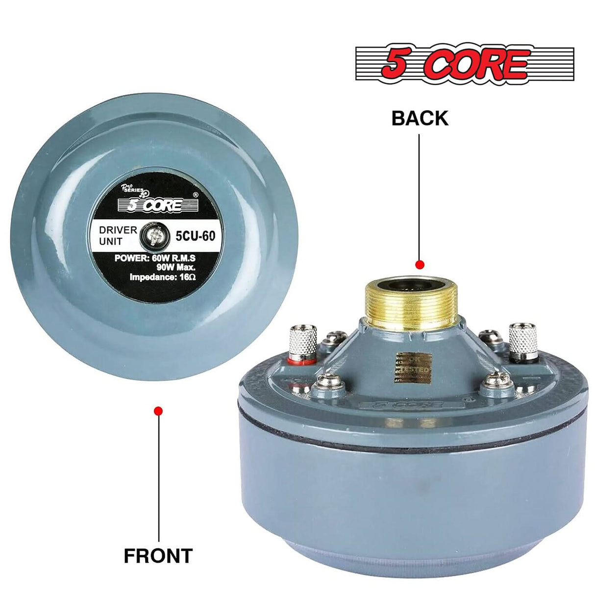 5 Core PA Horn Speaker 600W PMPO Compression Driver Audio in 22" Trumpet Throat Loud Audio System
