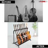 5Core Multi Guitar Rack Stand Floor 9 Slot Adjustable Flying V Guitars Holder