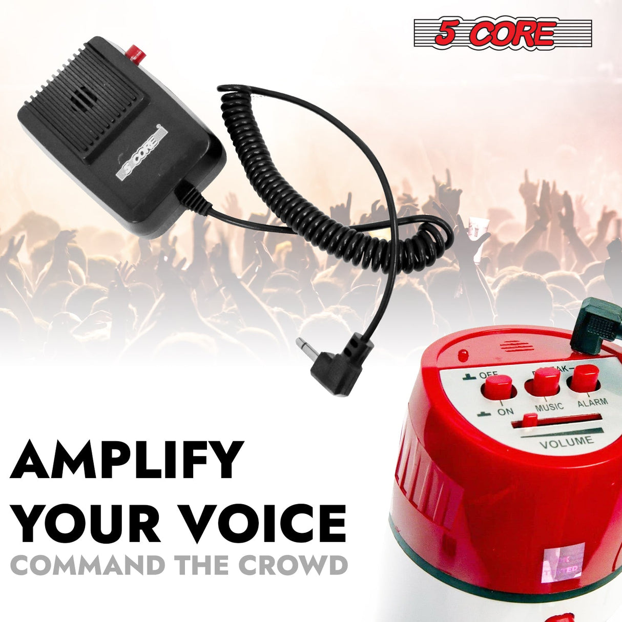 5Core Megaphone Bullhorn Speaker 50W Bull Horn Rechargeable Cheer Megafono 300 Meter
