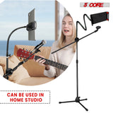 5 Core Tripod Mic Stand w Phone Holder Height Adjustable Microphone Mount Stands