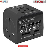 5 Core Universal Travel Adapter Worldwide w 3 USB Ports International Power Adopter for US EU UK AUS
