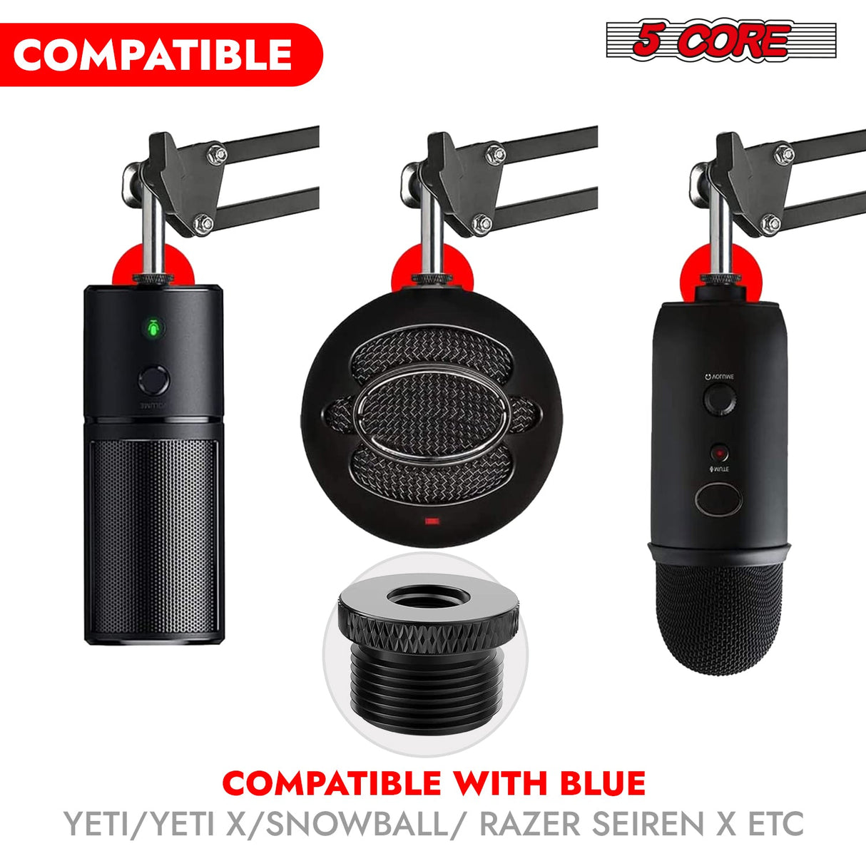 5 Core Mic Stand Adapter 12 Pieces 5/8 Male to 3/8 Female Screw Thread Conversion Connector