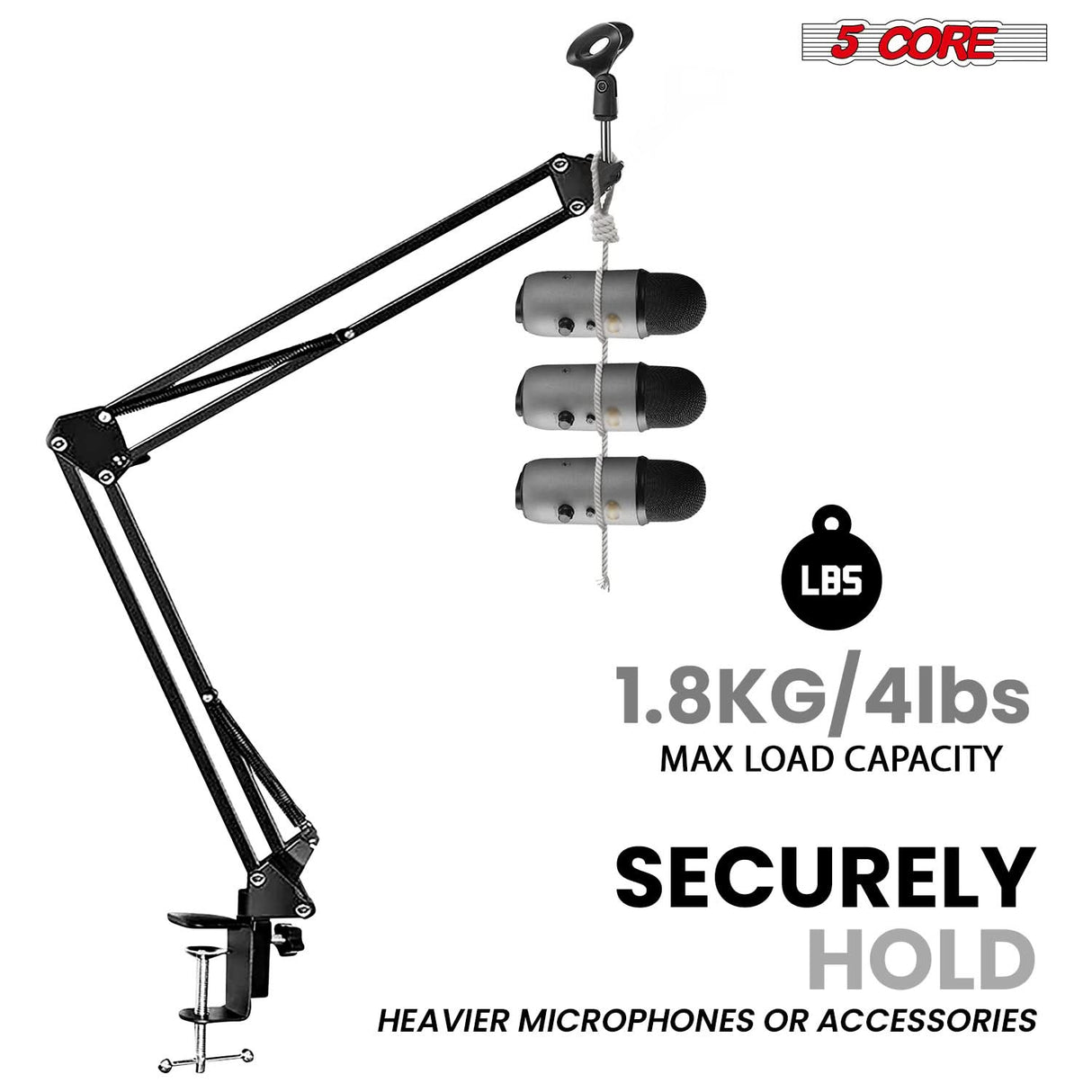5Core Microphone Stand Suspension Desk Scissor Boom Arm 16" Shock Mount Pop Filter