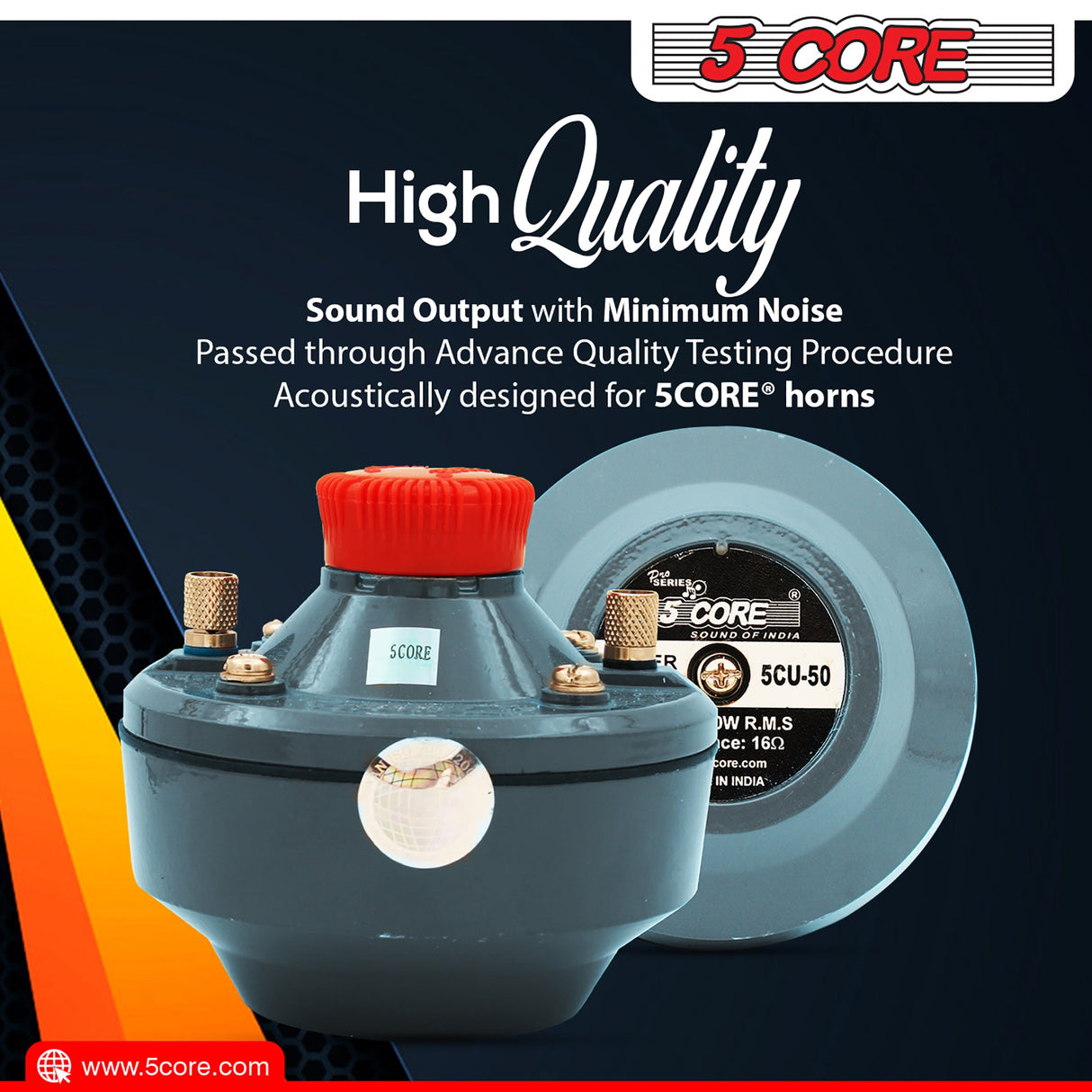 5 Core Compression Driver 500W Peak Aluminium Tweeter Diaphragm 16 Ohm Throat Twist Horn Speaker