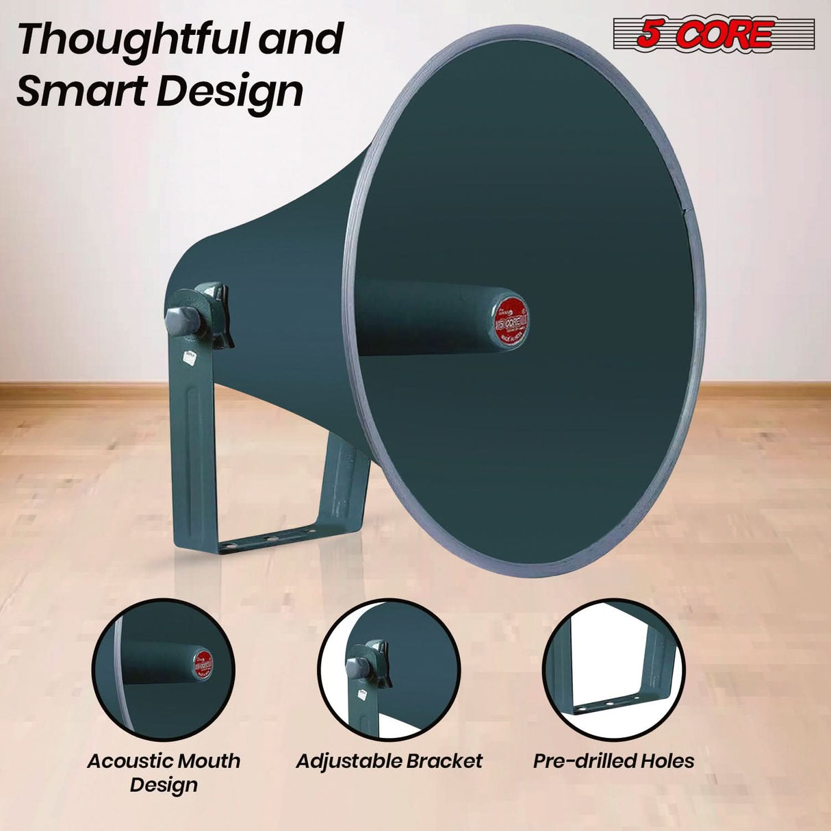 5Core PA Horn Speaker Set 2" Compression Driver 600W 16 Ohm Weatherproof Aluminum Body 18 TPI Thread
