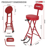 5Core Guitar Stool 3.15" Padded Chair w Backrest Foldable Music Seat Built in Foot Rest Guitar Stand