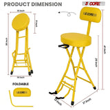 5Core Guitar Stool 3.15" Padded Chair w Backrest Foldable Music Seat Built in Foot Rest Guitar Stand