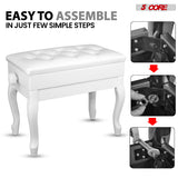 5 Core Piano Bench 3" Padded Cushioned Stool Wooden Heavy Duty Adjustable Musician Chair w Storage