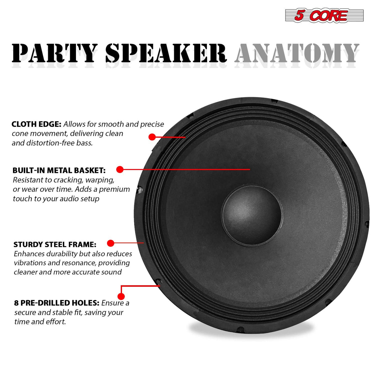 5Core XLR Connector Male Female to 1/4 Audio Jack 3 Pin Secure Mic Plug w Locking Ends