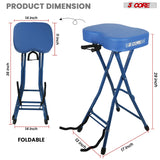 5 Core Guitar Stool 3.15" Padded Chair Foldable Music Seat w Built in Foot Rest Guitar Stand