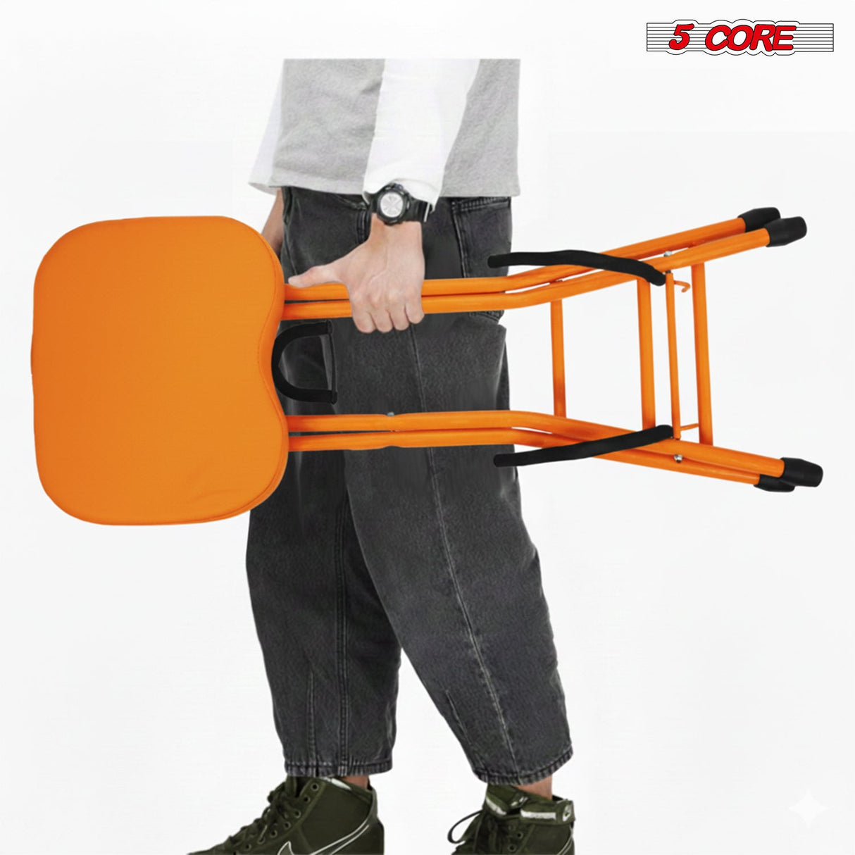 5Core Guitar Stool 3.15" Padded Chair Foldable Heavy Duty Music Seat Built in Foot Rest Guitar Stand