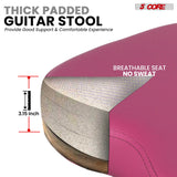5Core Guitar Stool 3.15" Padded Chair w Backrest Foldable Music Seat Built in Foot Rest Guitar Stand