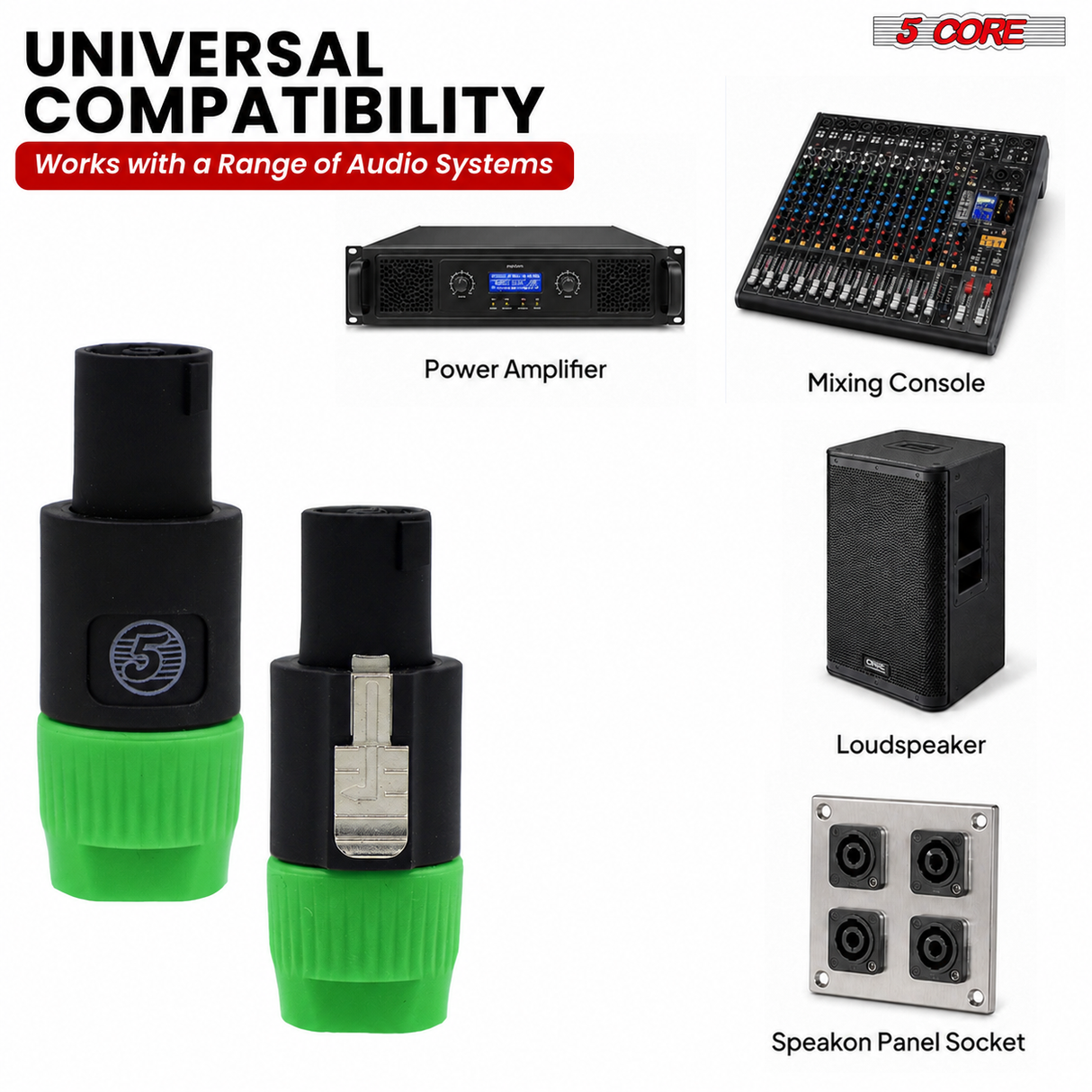 5Core Speakon Adapter High Quality Audio Jack Male Audio Pin Speaker Adapter Connector