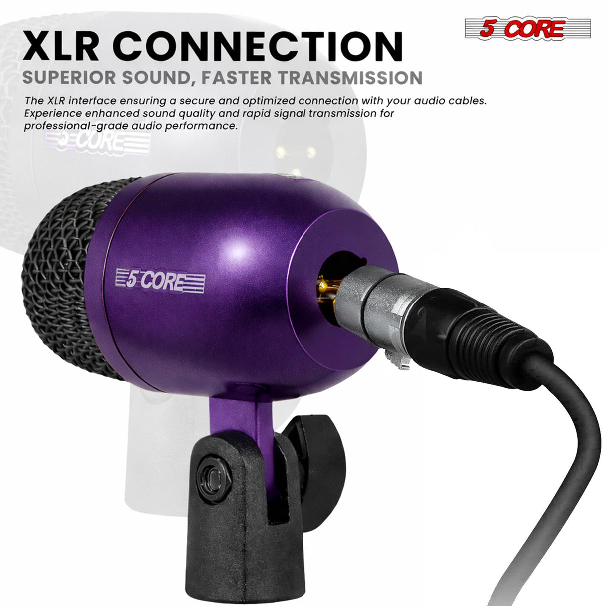 5 Core Conga Mic Snare Tom Set Professional XLR Cardioid Condenser Instrument Microphone Kit