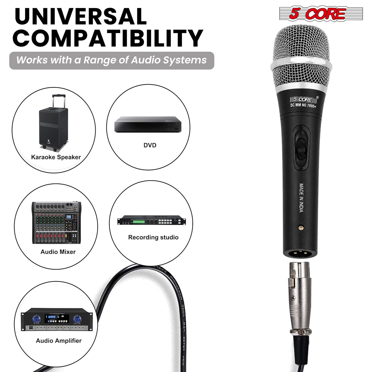 5Core XLR Microphone Dynamic Mic Karaoke Singing Studio Microfono Handheld Mics