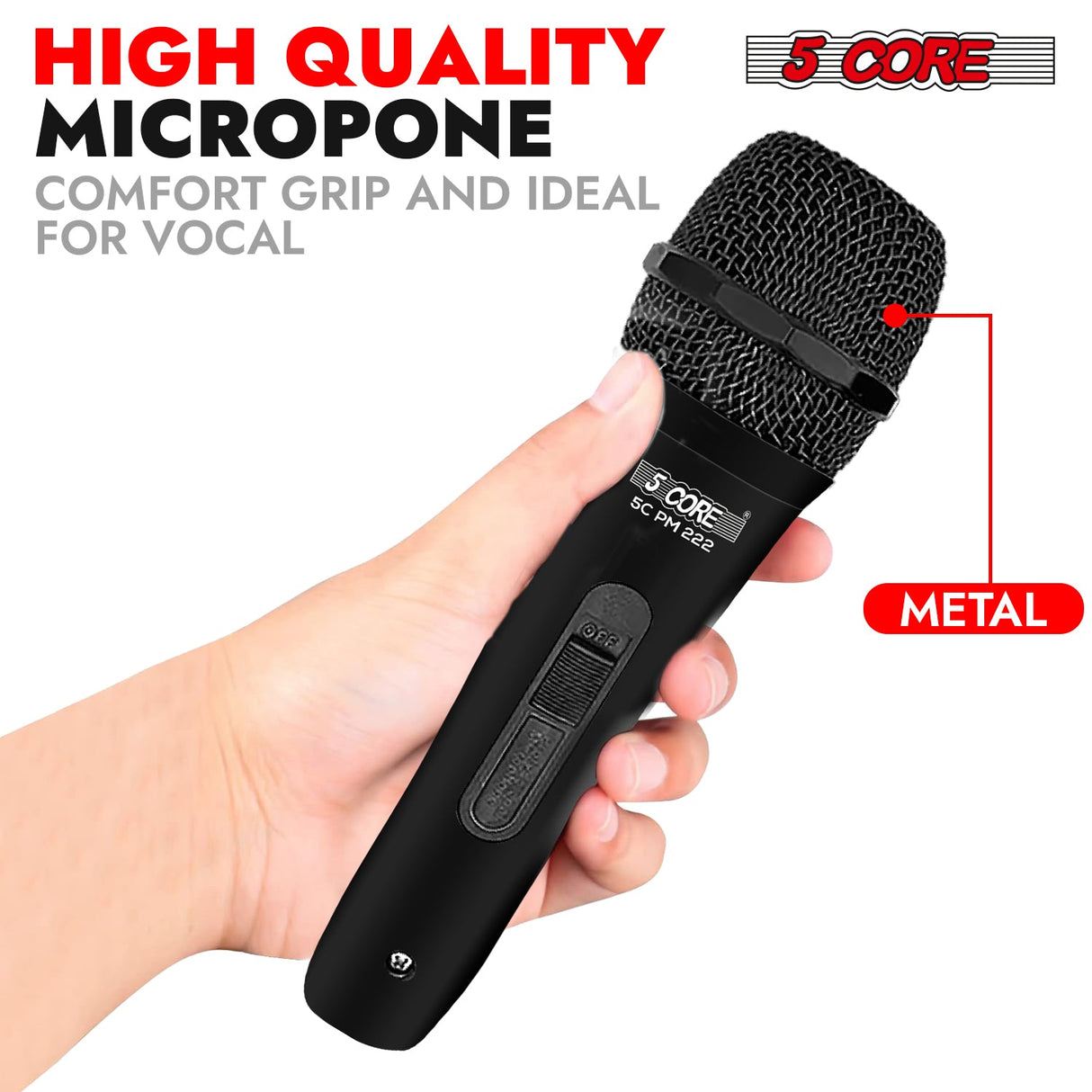 5Core XLR Microphone Dynamic Mic Karaoke Singing Studio Mics Handheld Microfono