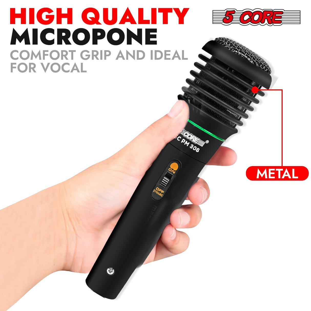 5Core XLR Microphone Dynamic Mic Karaoke Singing Studio Mics Handheld Microfono
