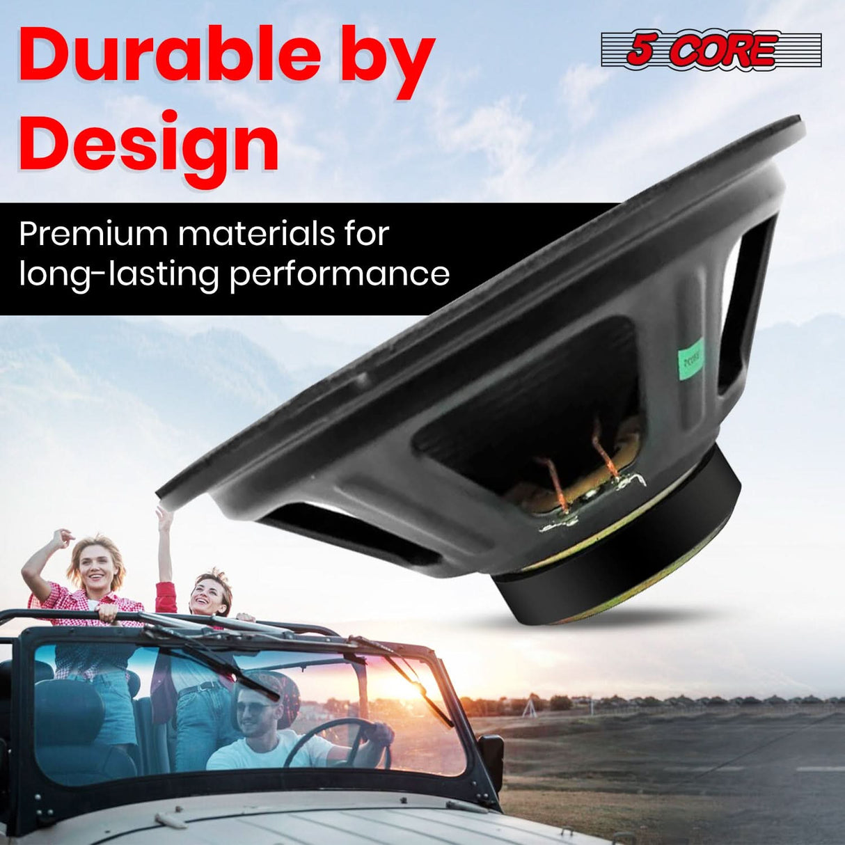 5 Core 12 Inch Subwoofer 1200 Watt Car Audio Sub Woofer Pair 4 Ohm w Deep Bass Replacement Loud Speaker