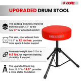 5 Core Drum Throne 3" Thick Padded Memory Foam Comfortable Drummer Stool 330Lb Capacity Adjustable