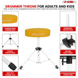 5Core Drum Throne Adjustable Guitar Stool 3" Padded Drummer Seat for Adults & Kids