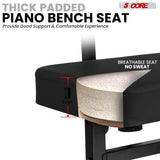 5 Core Piano Bench 3" Padded Cushioned Stool w Backrest Heavy Duty Musician Chair Height Adjustable