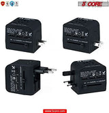 5 Core Universal Travel Adapter Worldwide w 3 USB Ports International Power Adopter for US EU UK AUS